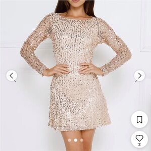Hello Molly Sparkling Long Sleeve Dress - Cream